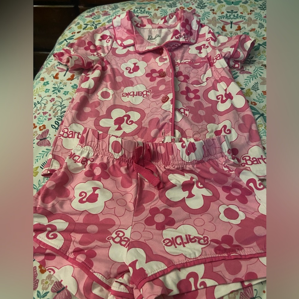 Barbie Pink and Cream Patterned PJ set